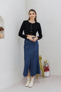 Madeleine Knit Crop Cardigan in Black(S)