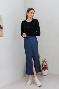 Madeleine Knit Crop Cardigan in Black(S)
