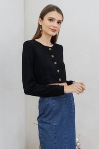 Madeleine Knit Crop Cardigan in Black(S)