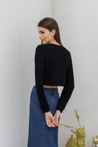 Madeleine Knit Crop Cardigan in Black(S)