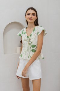 Avani Floral Tie Front Top in Cream (XS)
