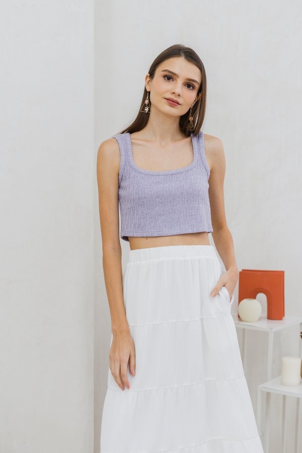 Irina Knit Crop Tank Top in Purple
