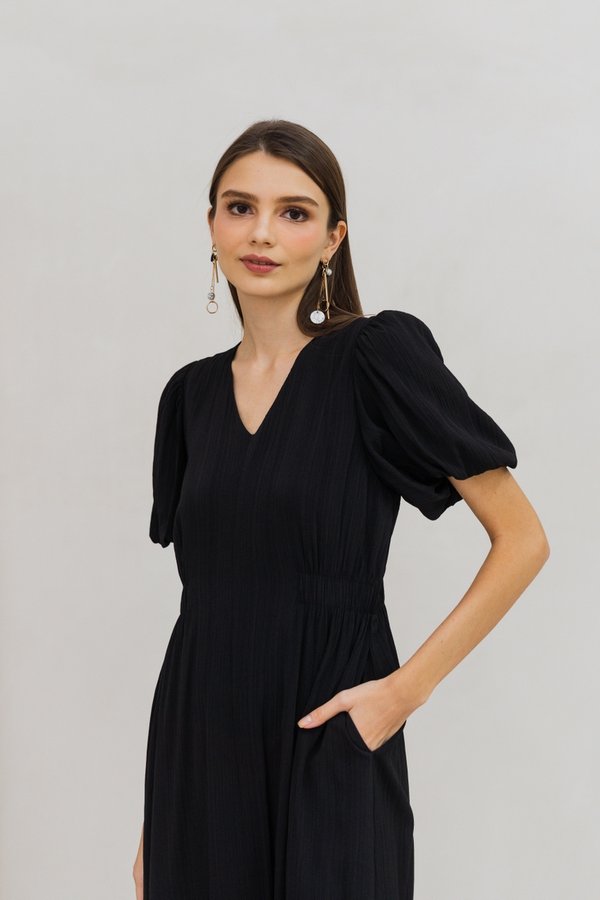 Liza Elastic Band Midi Dress in Black (XS)