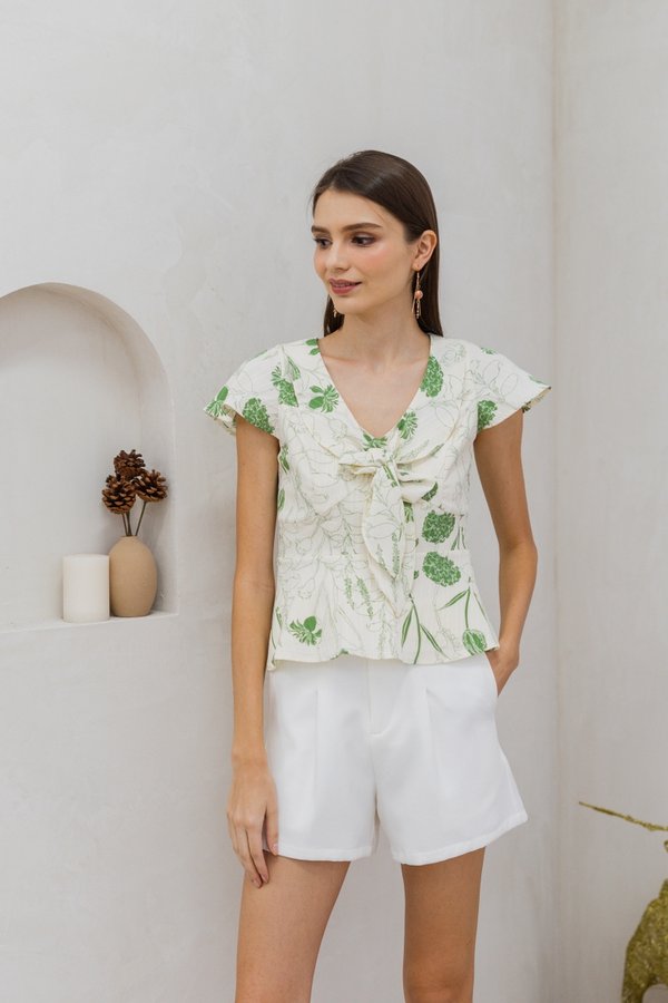Avani Floral Tie Front Top in Cream (XS)
