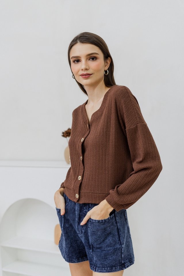 Janessa Knit Cardigan in Brown