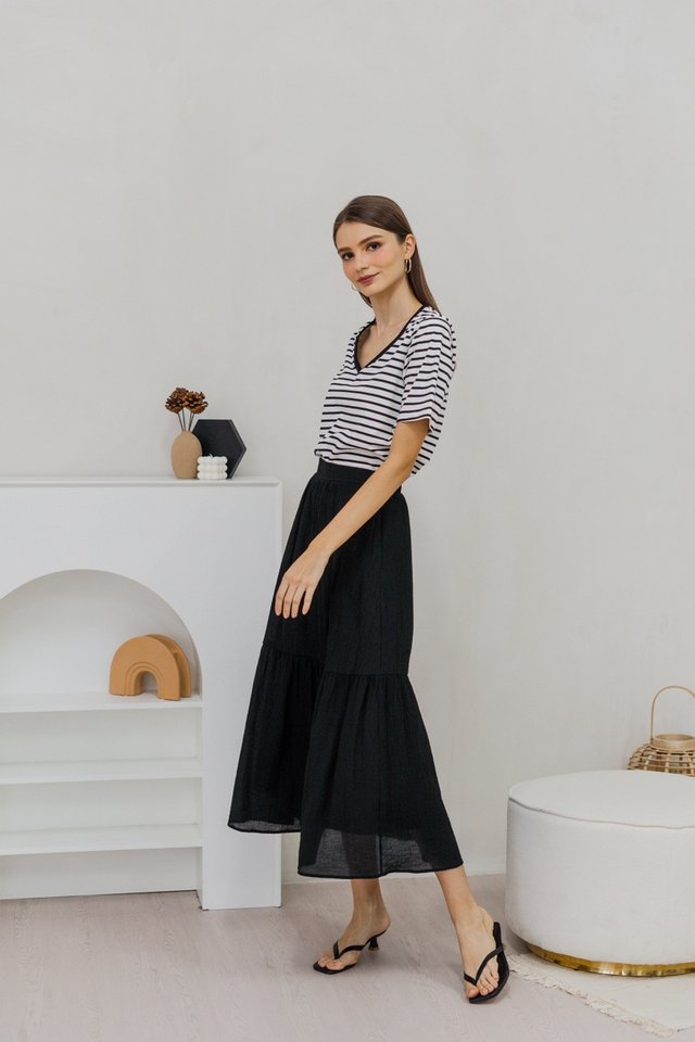 Krissy Textured Maxi Skirt in Black
