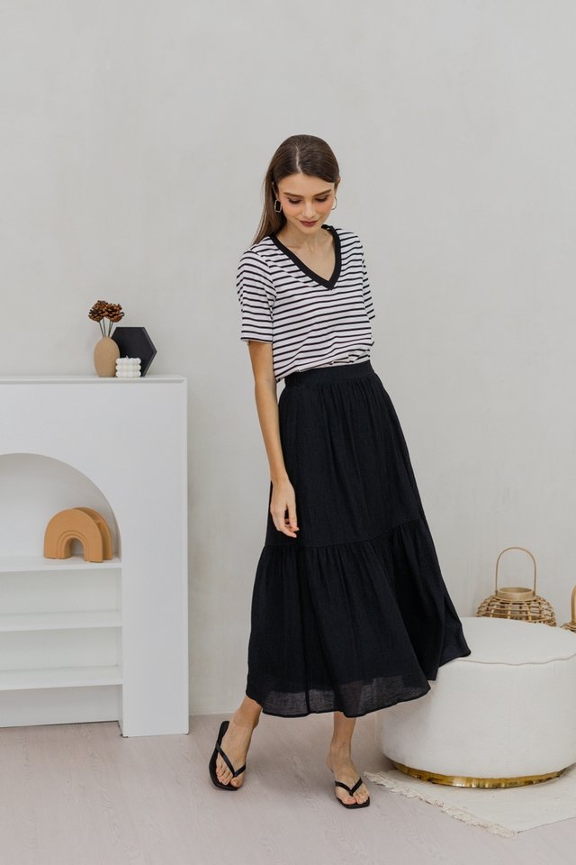 Krissy Textured Maxi Skirt in Black