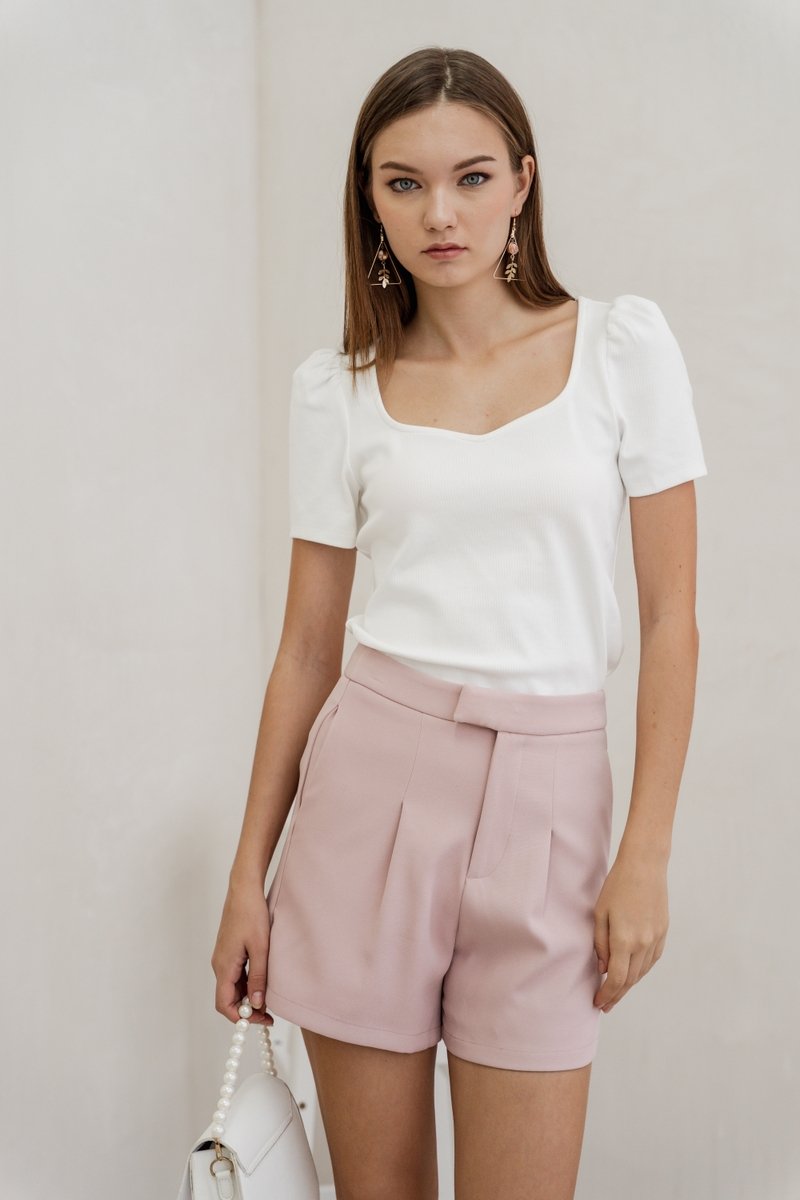 Deliah Tailored Shorts in Dusty Pink