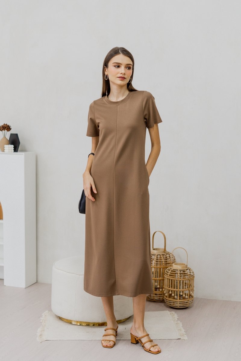 Fallon Cotton Maxi Dress in Khaki