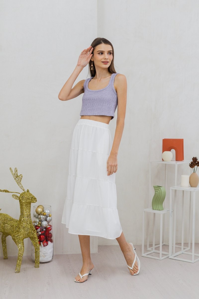 Irina Knit Crop Tank Top in Purple
