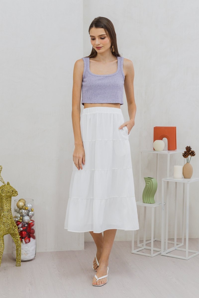Irina Knit Crop Tank Top in Purple