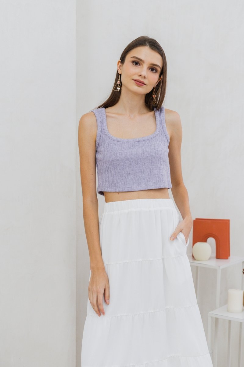 Irina Knit Crop Tank Top in Purple