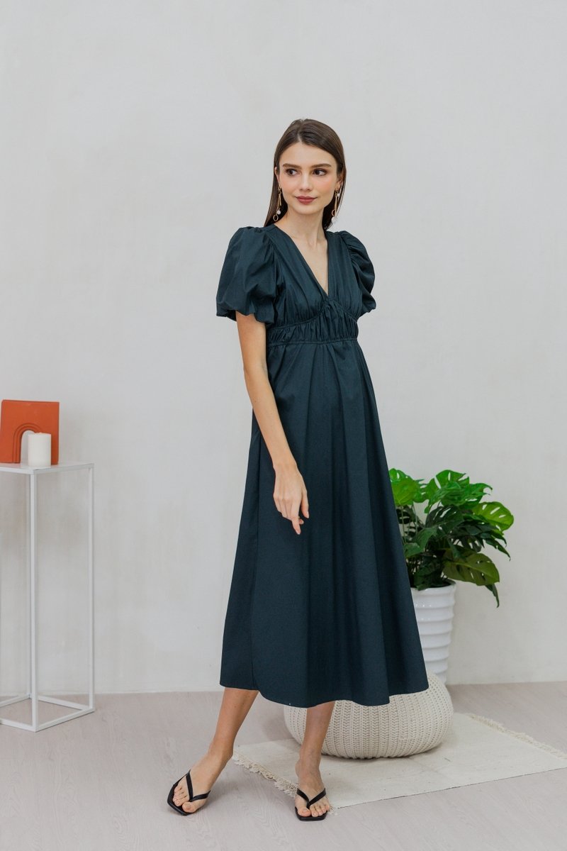 Jazzie Empire Maxi Dress in Emerald (XS)