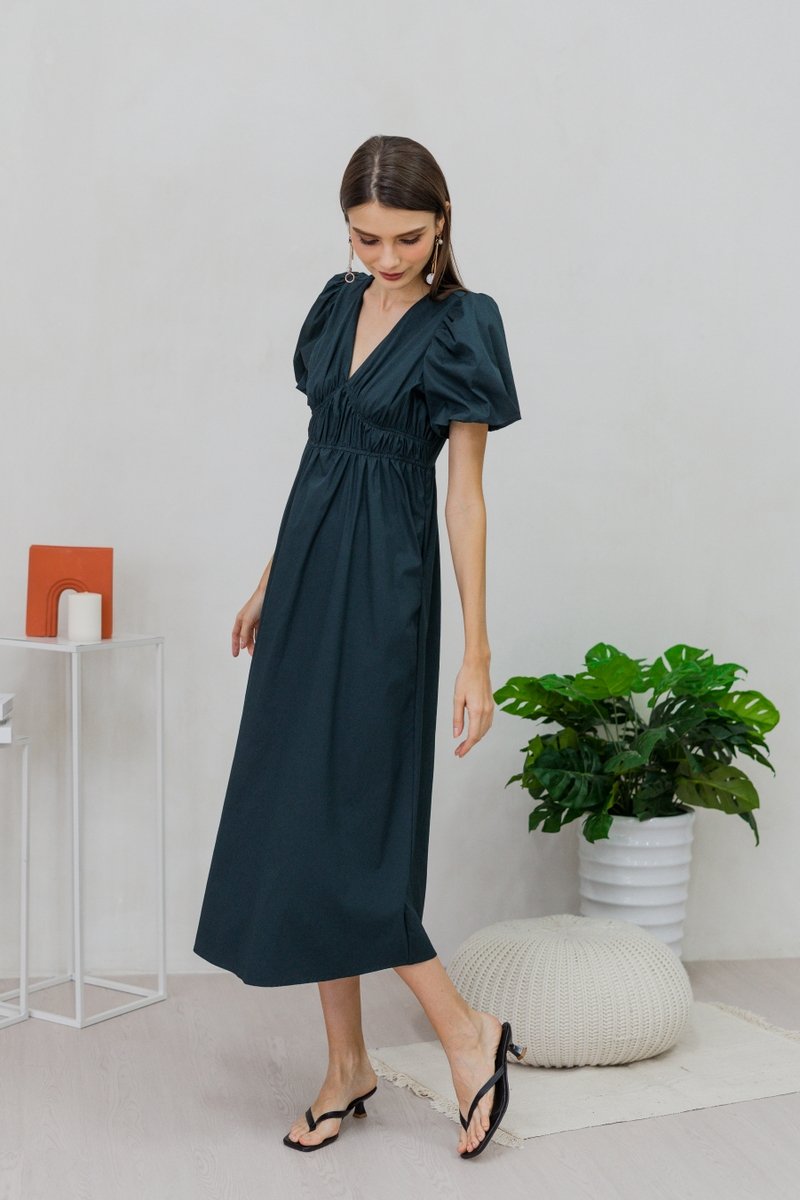 Jazzie Empire Maxi Dress in Emerald (XS)