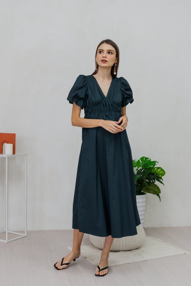 Jazzie Empire Maxi Dress in Emerald (XS)