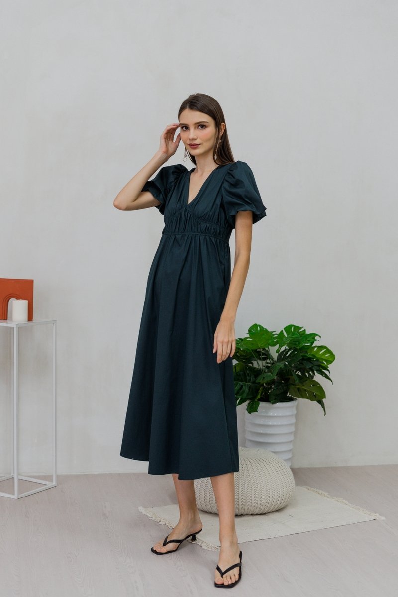 Jazzie Empire Maxi Dress in Emerald (XS)