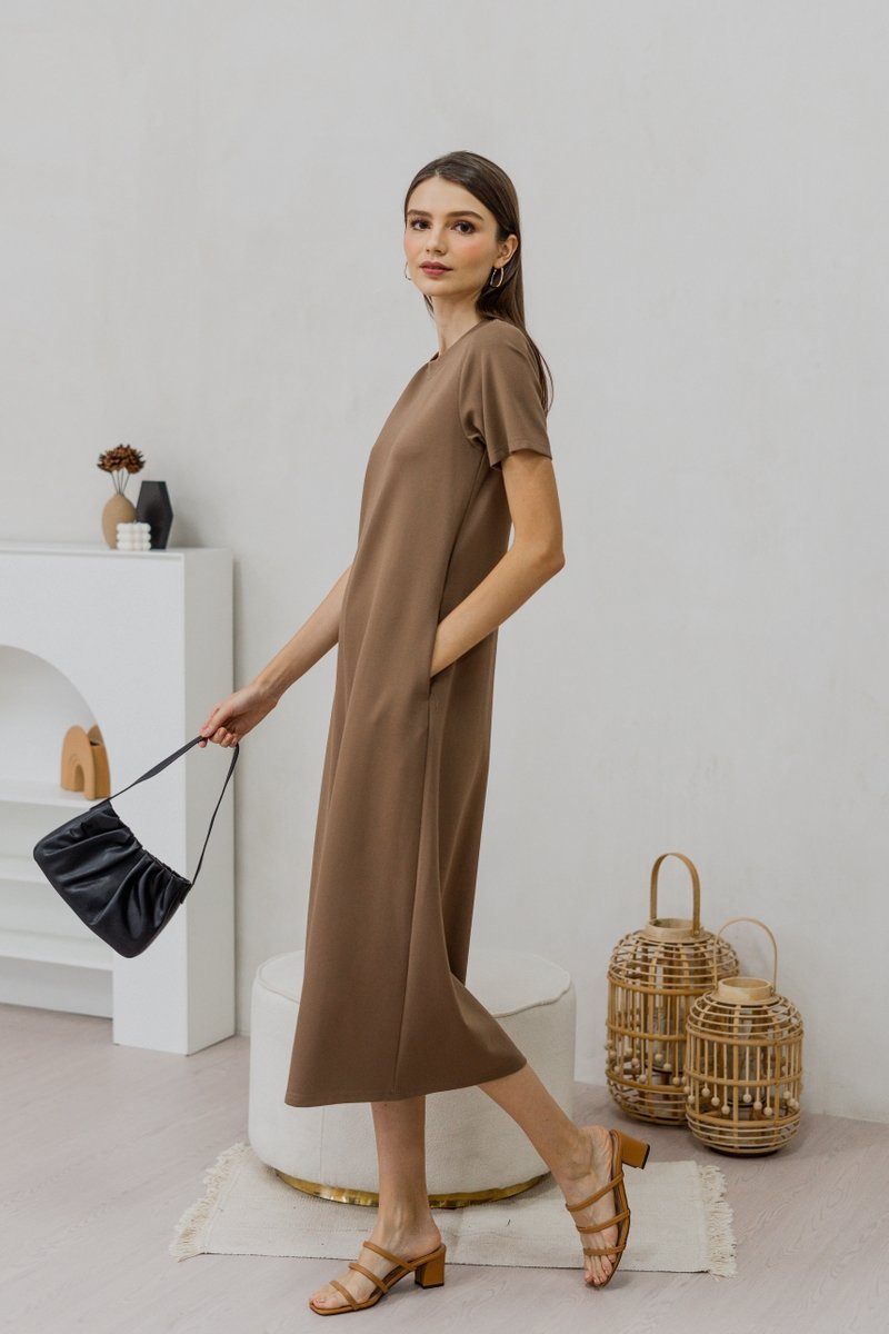 Fallon Cotton Maxi Dress in Khaki