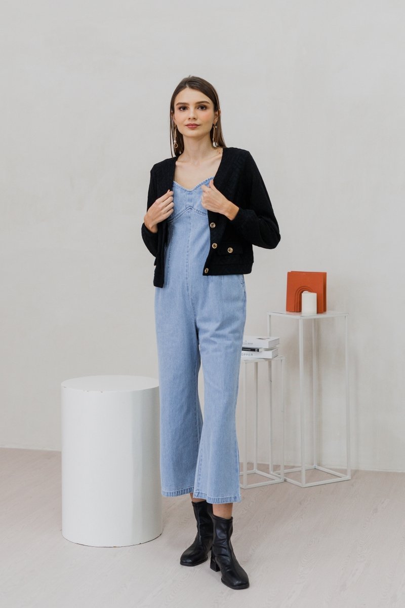 Winona Button Knit Cardigan in Black (XS)