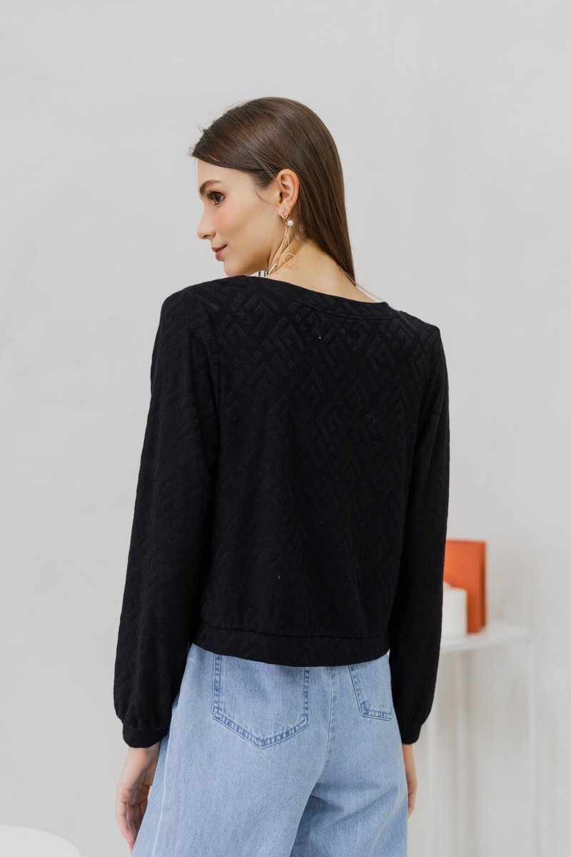 Winona Button Knit Cardigan in Black (XS)