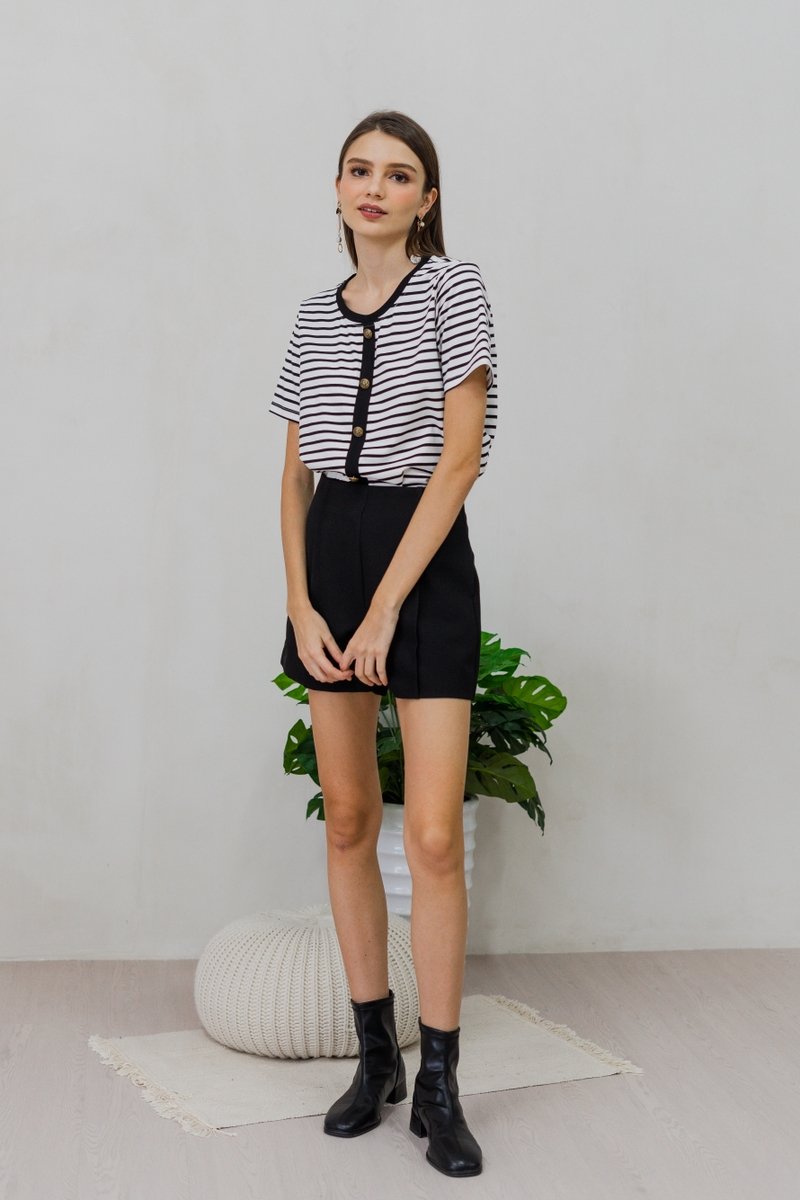 Deliah Panelled High Waisted Shorts in Black