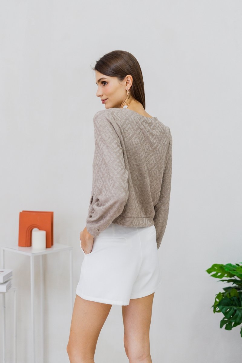 Winona Button Knit Cardigan in Khaki (XXL)