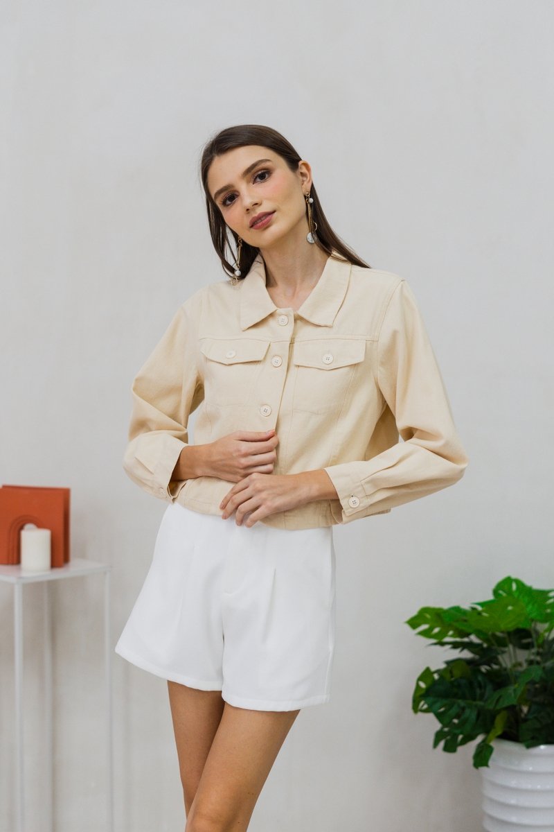 Loren Denim Jacket in Sand