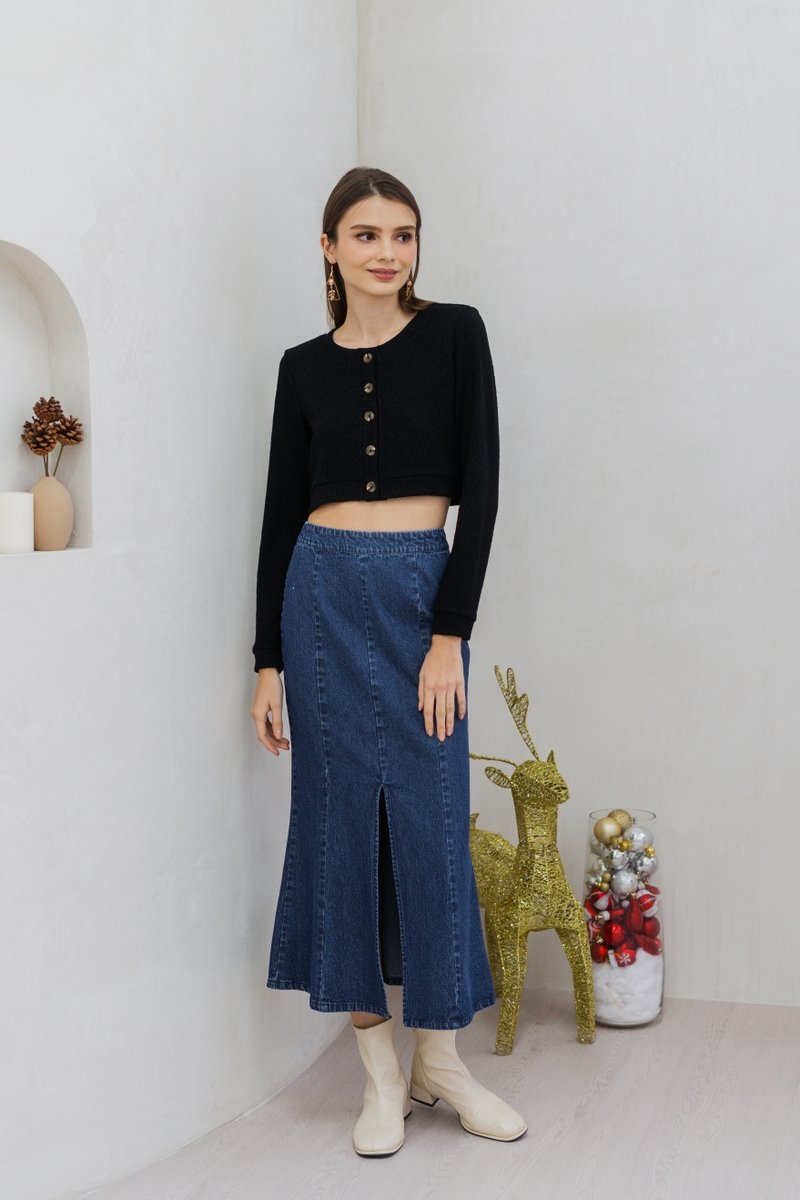 Madeleine Knit Crop Cardigan in Black(S)