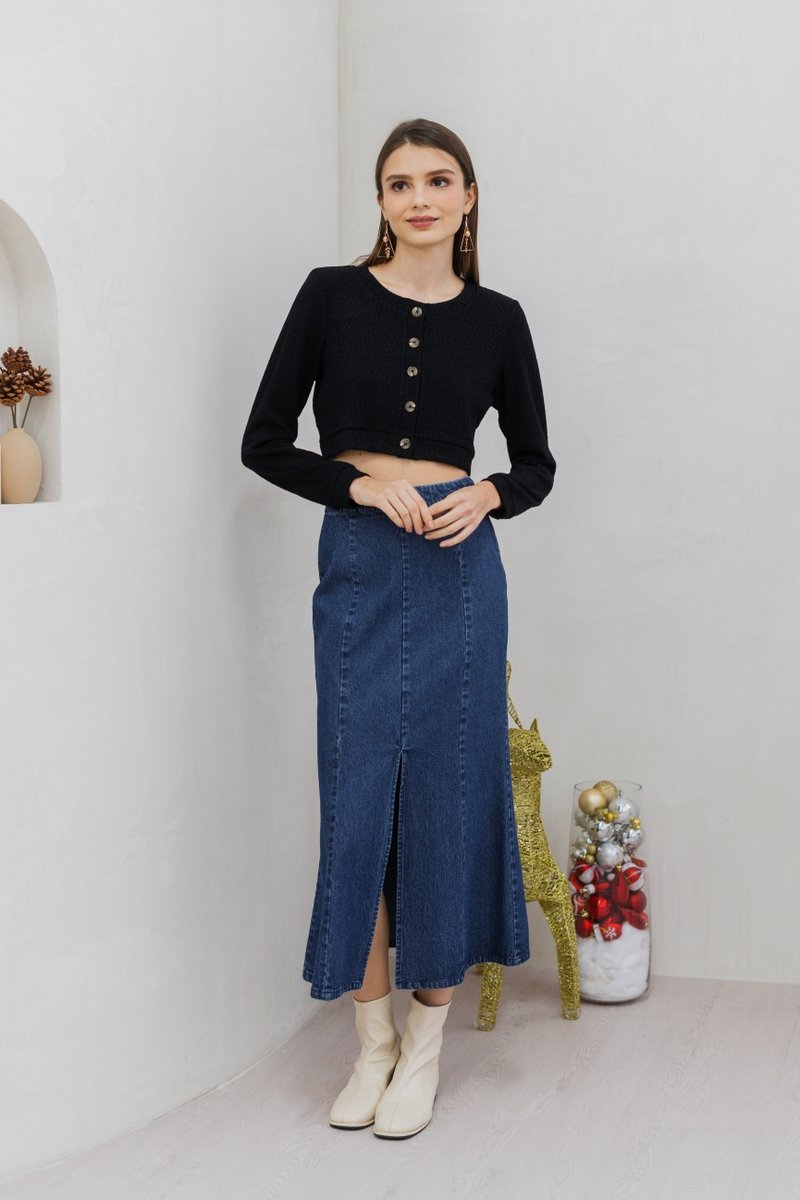 Madeleine Knit Crop Cardigan in Black(S)