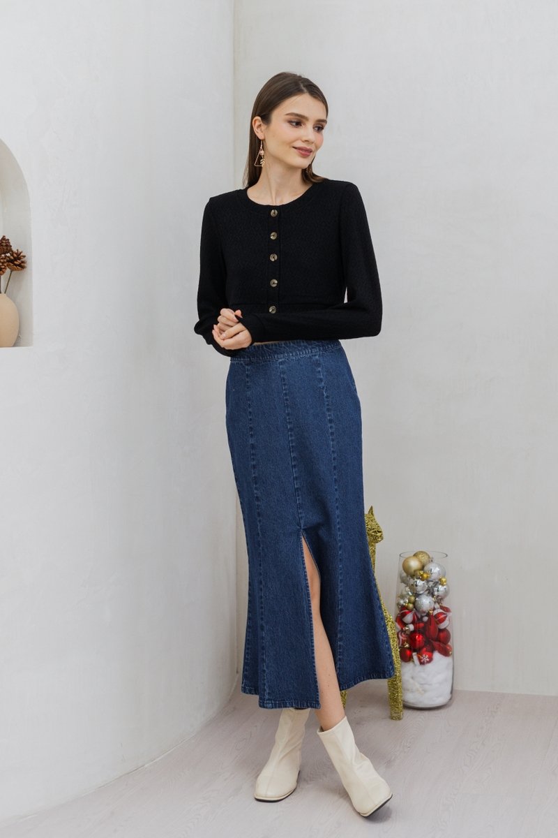 Madeleine Knit Crop Cardigan in Black(S)