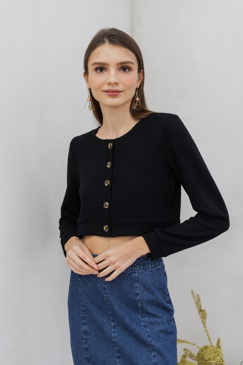 Madeleine Knit Crop Cardigan in Black(S)