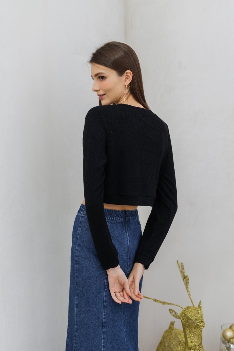 Madeleine Knit Crop Cardigan in Black(S)