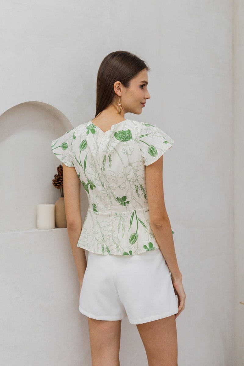 Avani Floral Tie Front Top in Cream (XS)