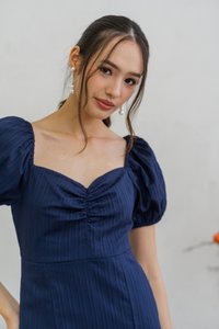 Charlotte Sweetheart Midi Dress in Navy (XS)