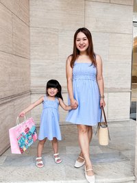 Everleigh Smocked Gingham Kids Dress in Blue
