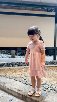 Layla Smocked Kids Dress in Pink
