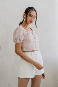 Cleo Eyelet Sweetheart Crop Top in Blush Pink (XS)