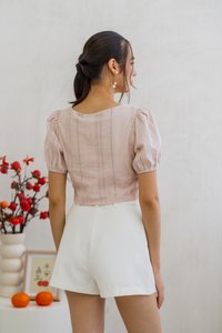 Cleo Eyelet Sweetheart Crop Top in Blush Pink (XS)