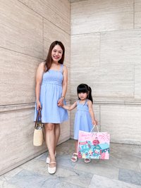Everleigh Smocked Gingham Kids Dress in Blue
