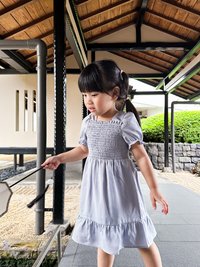 Layla Smocked Kids Dress in Lavender Grey