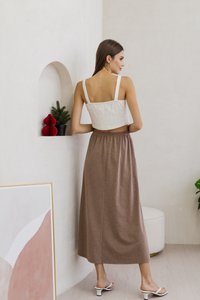 Nova Button Knit Crop Top in White