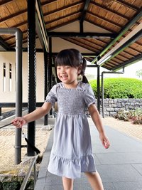 Layla Smocked Kids Dress in Lavender Grey