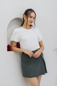 Ingrid Button Slit Skort in Muted Green