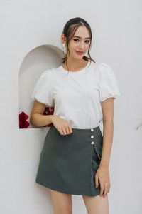 Ingrid Button Slit Skort in Muted Green