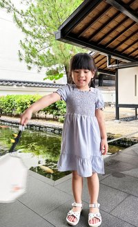 Layla Smocked Kids Dress in Lavender Grey