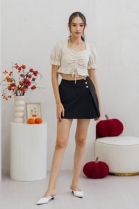 Ingrid Button Slit Skort in Black