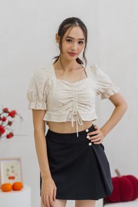 Ingrid Button Slit Skort in Black