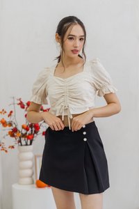 Dawn Ruched Crop Top in Cream