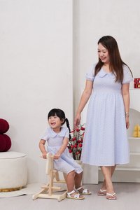 Jewel Peterpan Smocked Kids Dress in Powder Blue