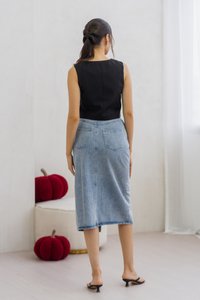 Iris Button Waistcoat in Black