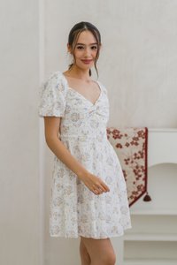 Skyler Twist Knot Flora Eyelet Dress in Pastel Lilac (XS)